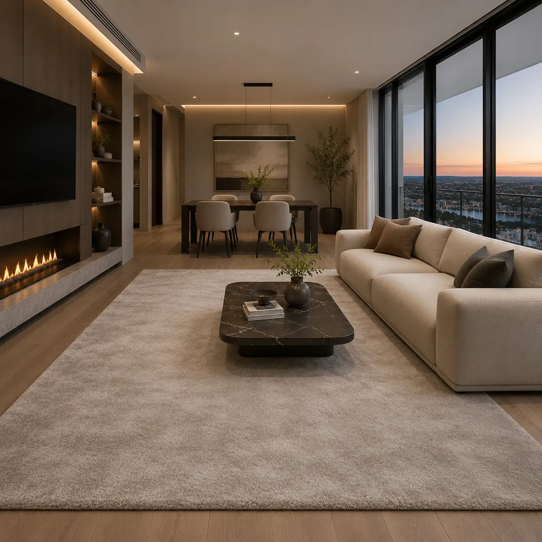 Plain Hint Of Grey Brown Wool Rug - Rug Roomset Collection Plain Hint Of Grey Brown Wool Rug - Rug Roomset Collection