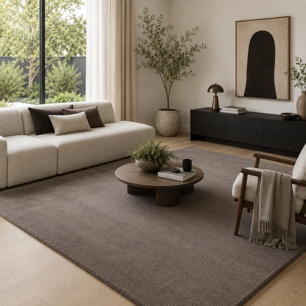 Plain Dusty Grey Wool Rug - Rug Roomset Collection Plain Dusty Grey Wool Rug - Rug Roomset Collection