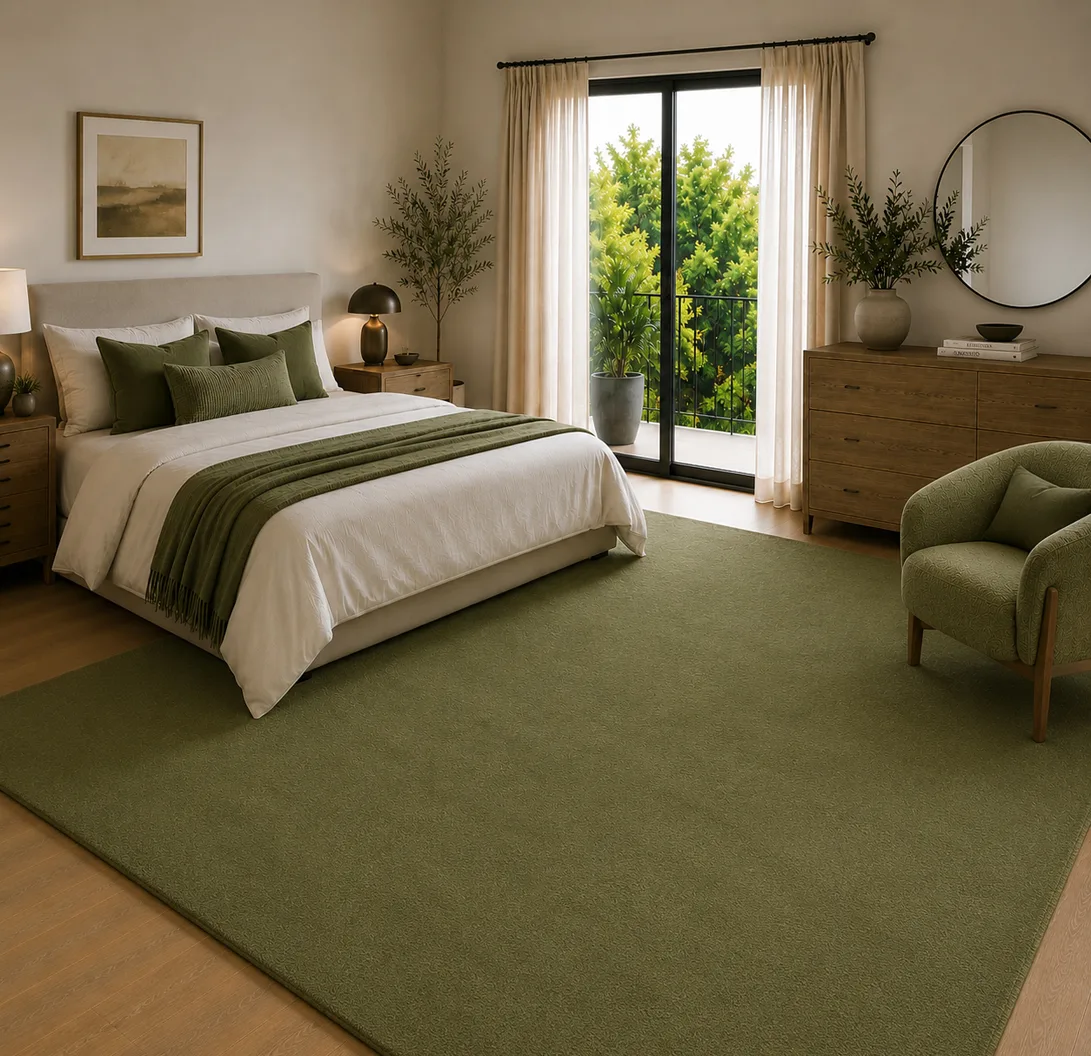 Plain Brown Green Wool Rug - Rug Roomset Collection Plain Brown Green Wool Rug - Rug Roomset Collection