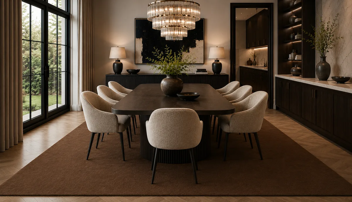 Plain Copper Brown Wool Rug