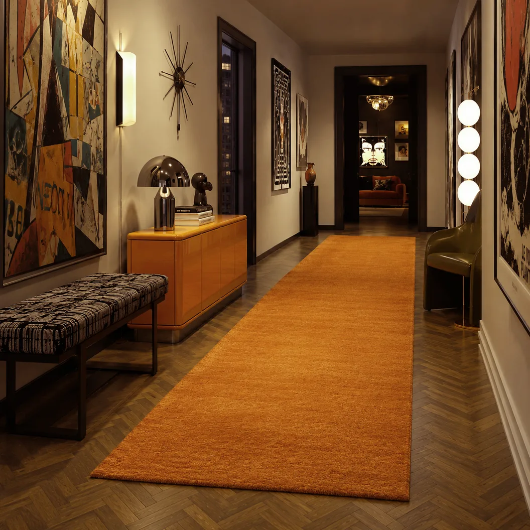 Plain Deep Orange Wool Runner - Rug Roomset Collection Plain Deep Orange Wool Runner - Rug Roomset Collection