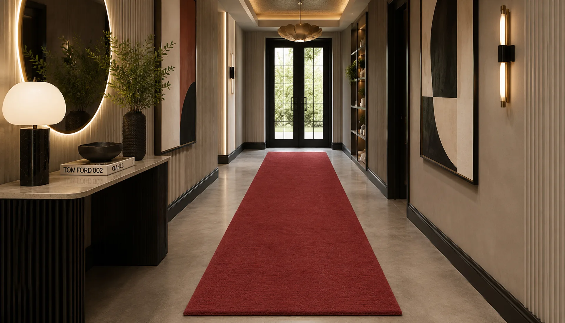 Plain Ruby Red Art Silk Rug