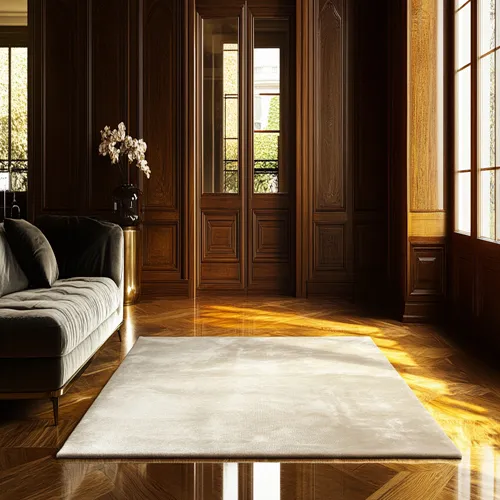 Plain Oyster White Viscose Rug