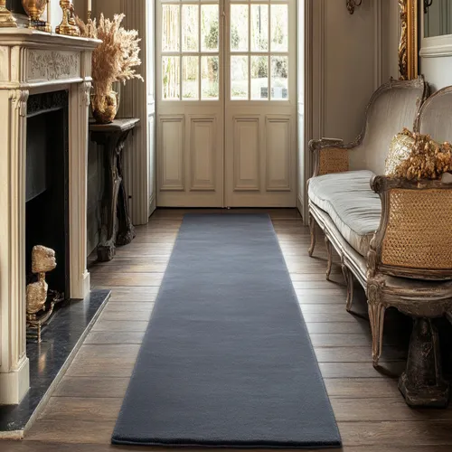 Plain Mid Green Blue Wool Runner
